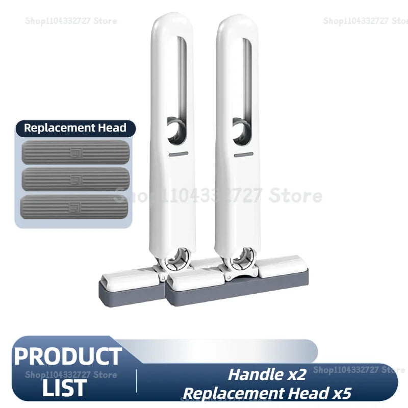 Self-Squeeze Folding Mini Mop — Portable Microfiber Floor Mop for Kitchen, Bathroom & Small Spaces