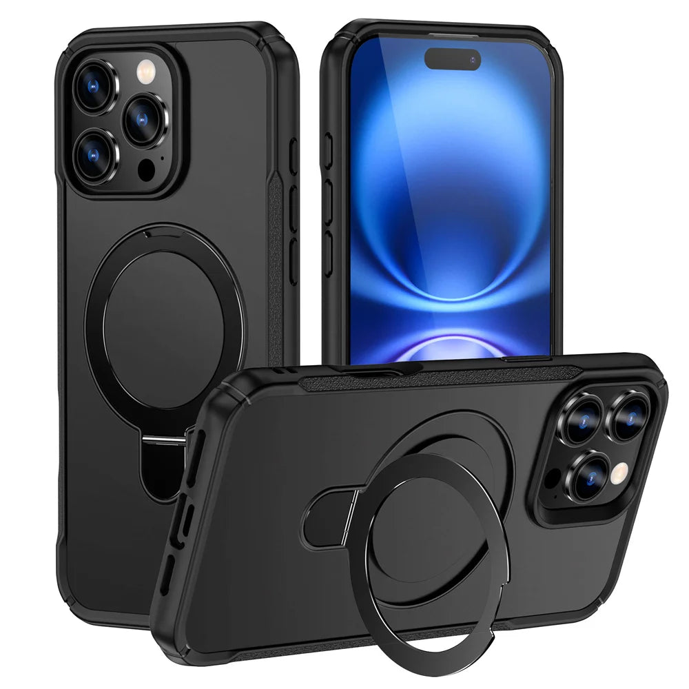 Magnetic Foldable Stand MagSafe Case for iPhone 13–17 Series & iPhone Air — Anti-Slip Bumper