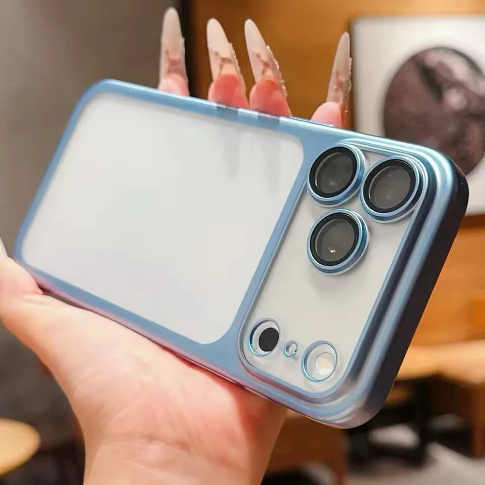 Luxury Matte Plated Phone Case for iPhone 13–18 Pro/Pro Max & iPhone Air — Frosted Shockproof with Lens Protector