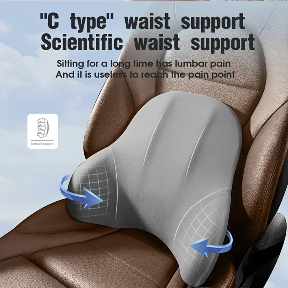Memory Foam Car Headrest & Lumbar Support Set — Ergonomic Neck & Back Cushion for All Car Seats