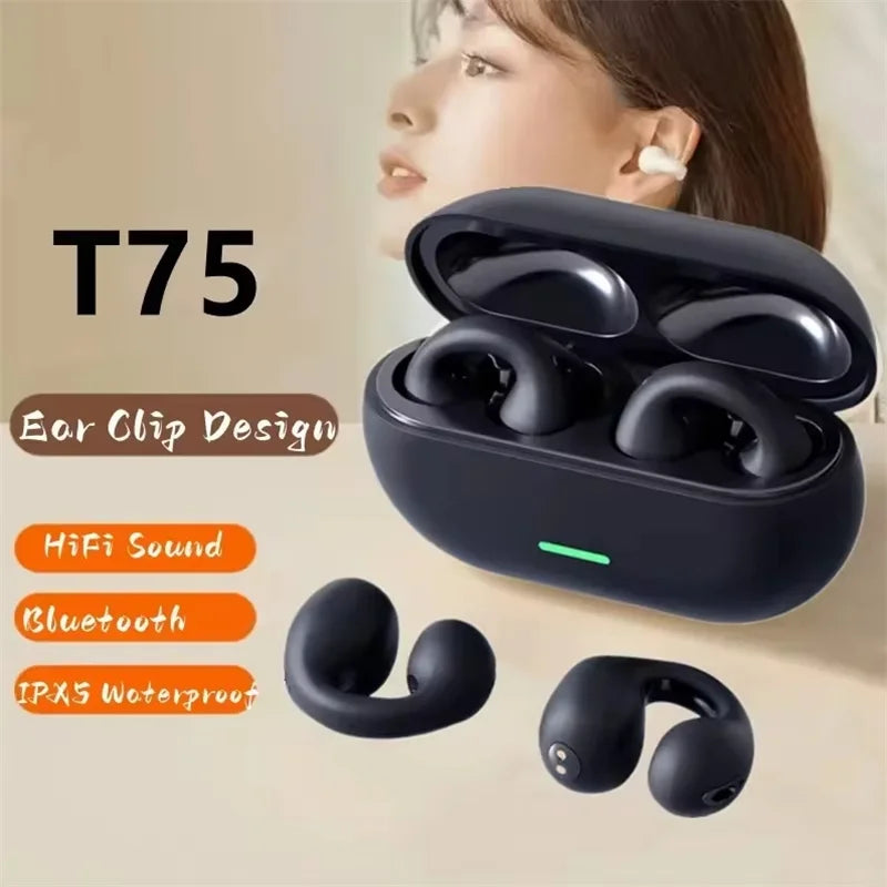 T75 TWS Touch Control Wireless Earbuds — Bluetooth 5.3 Stereo with Charging Case