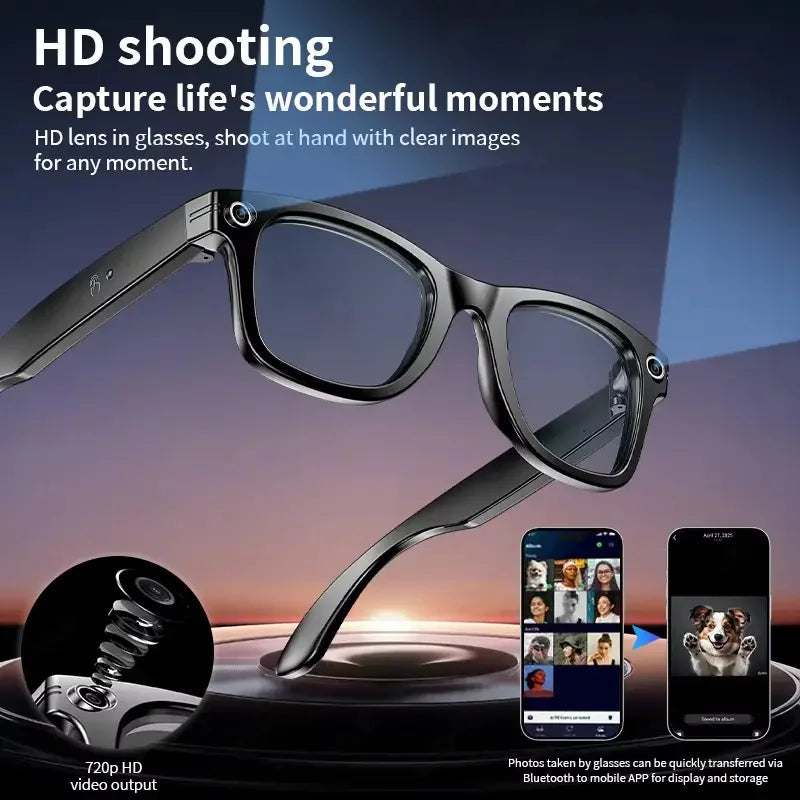 AI Smart Glasses with Camera, Real-Time Translation & Bluetooth Calls — Open-Ear Wearable Tech