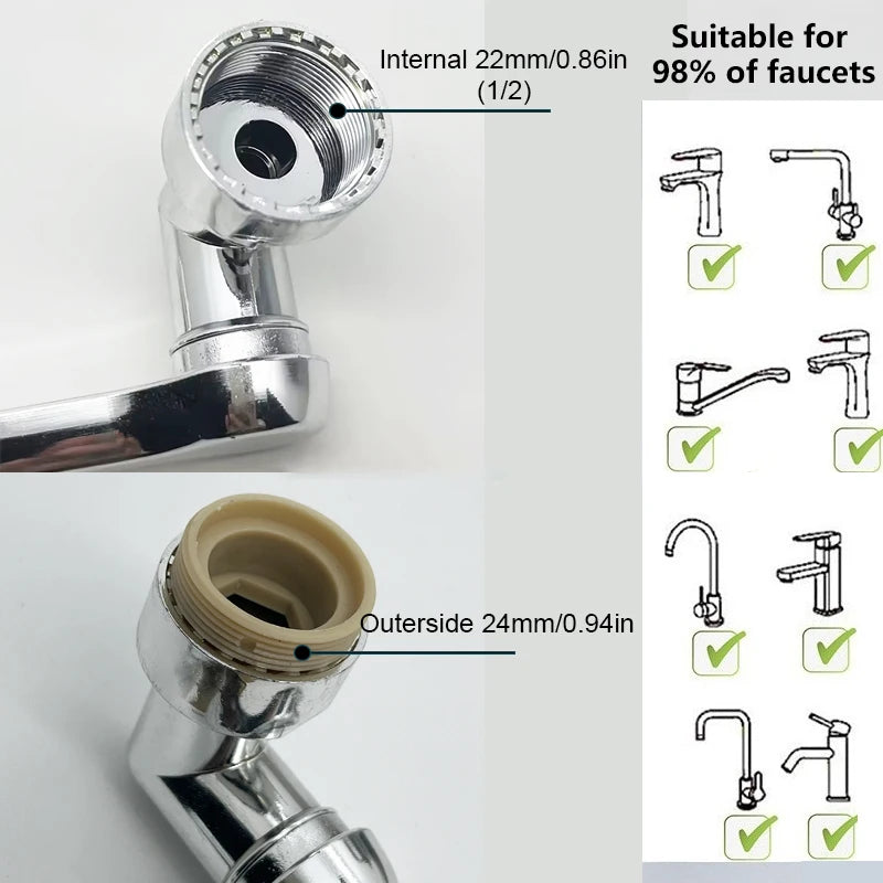 1080° Rotating Faucet Extender — Universal Splash-Proof Kitchen & Bathroom Tap Aerator