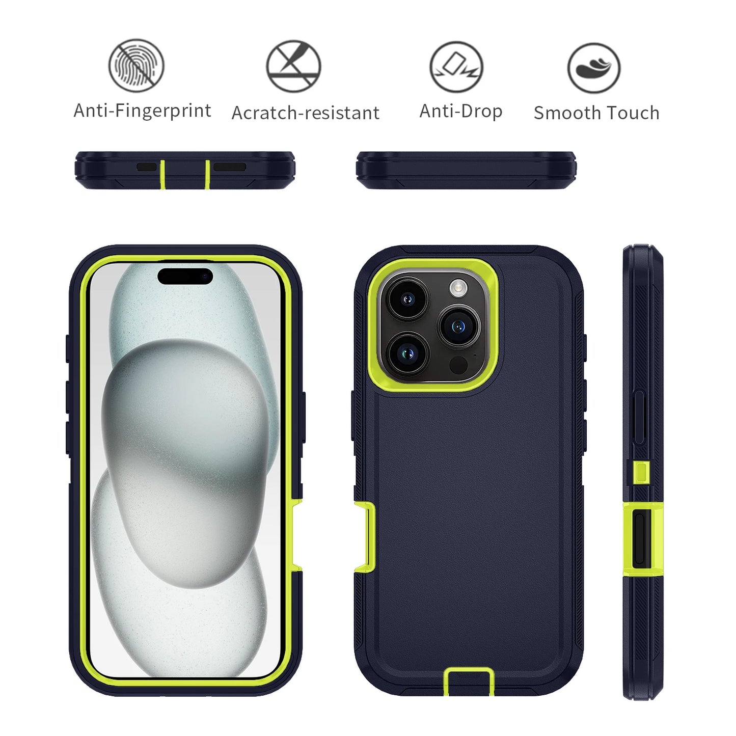 Armor Shockproof Defender Case for iPhone 7–16 Series & SE — Hard PC+TPU Military Protection