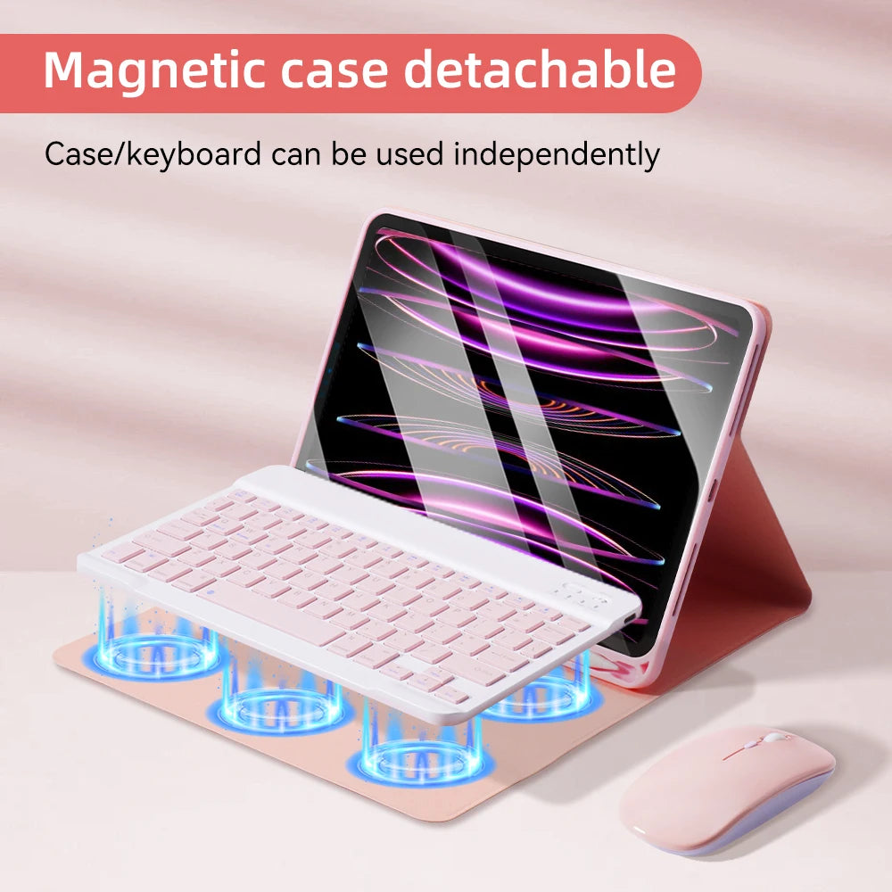Bluetooth Keyboard Case for iPad 2025 — Air 11"/13" M2/M3, Pro 11"/13" M4, 9th–11th Gen
