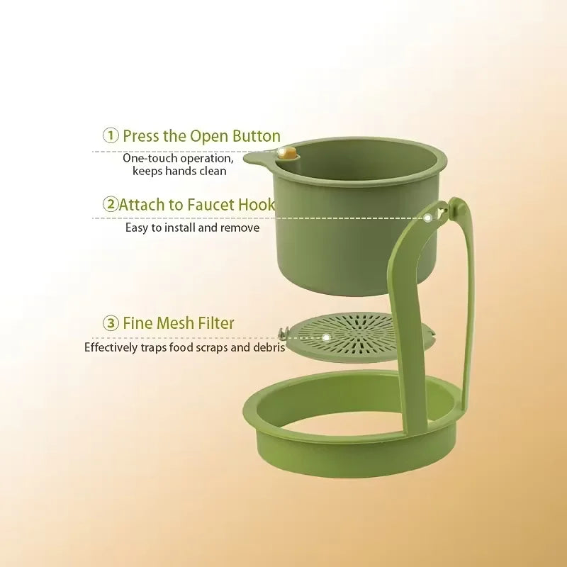Press-Type Stainless Steel Sink Drain Basket — Pop-Up Kitchen Strainer & Hair Catcher