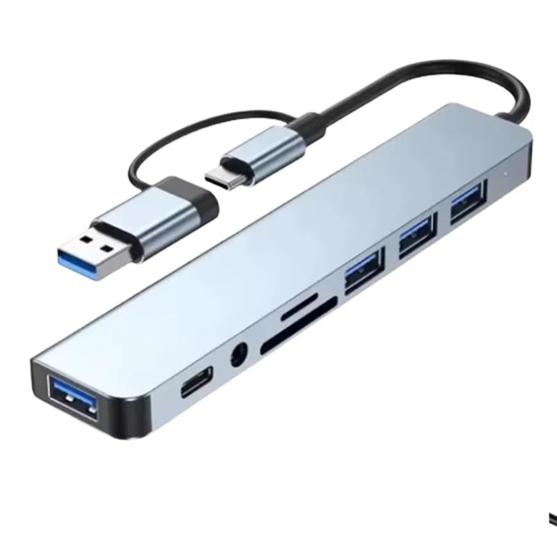 8-in-1 USB-C Hub — USB 3.0, USB-C Data, SD/TF Card, Audio for Laptop & Tablet