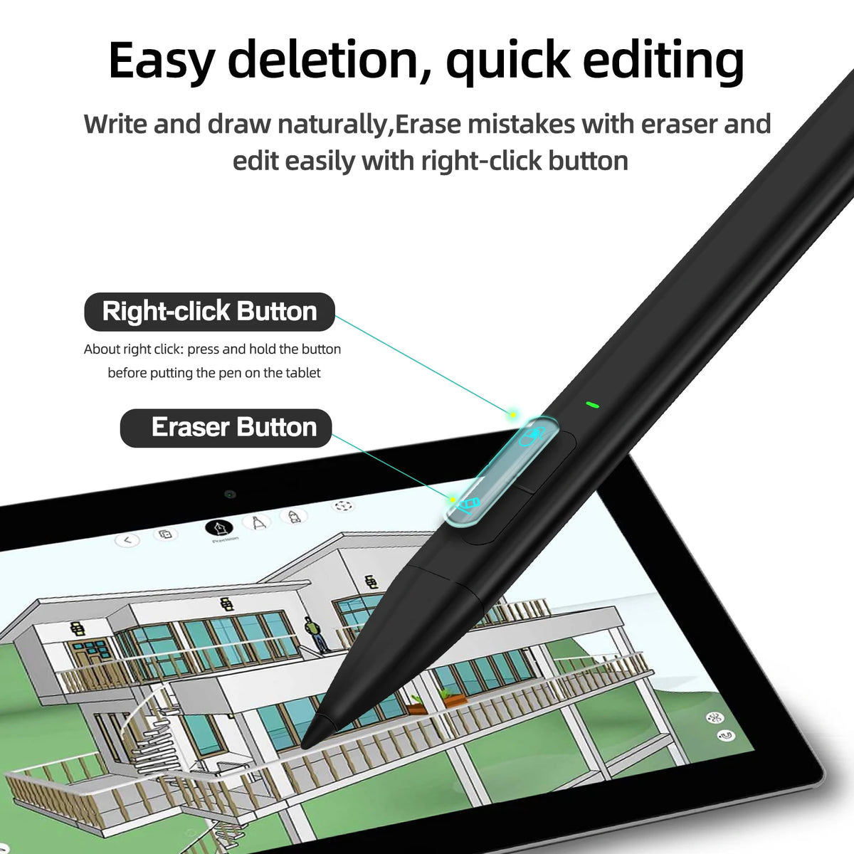 Slim Pen 2 Stylus for Surface Pro 8/9 — 4096 Pressure, Palm Rejection