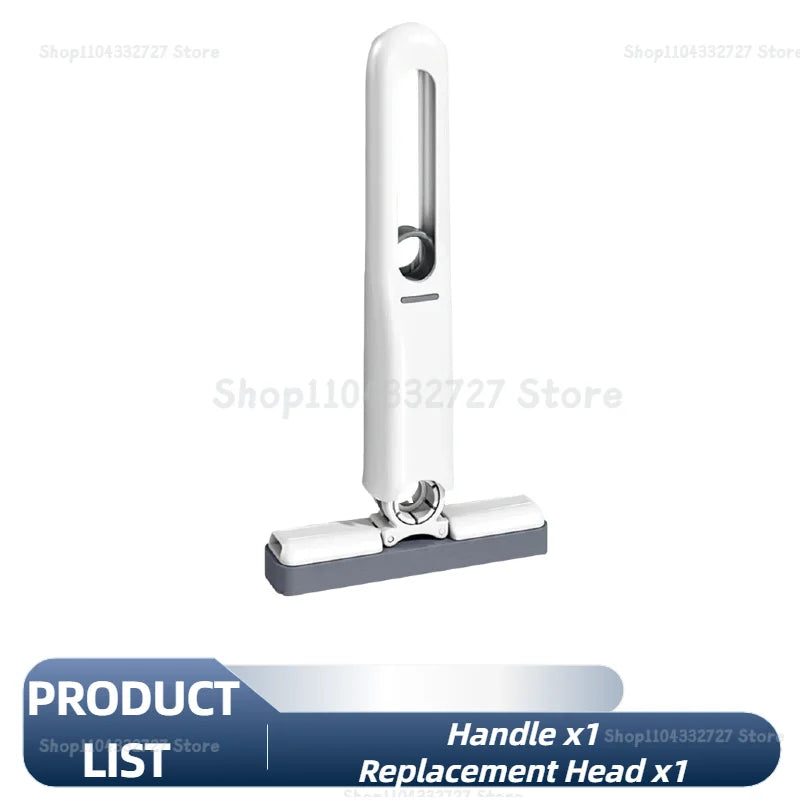 Self-Squeeze Folding Mini Mop — Portable Microfiber Floor Mop for Kitchen, Bathroom & Small Spaces