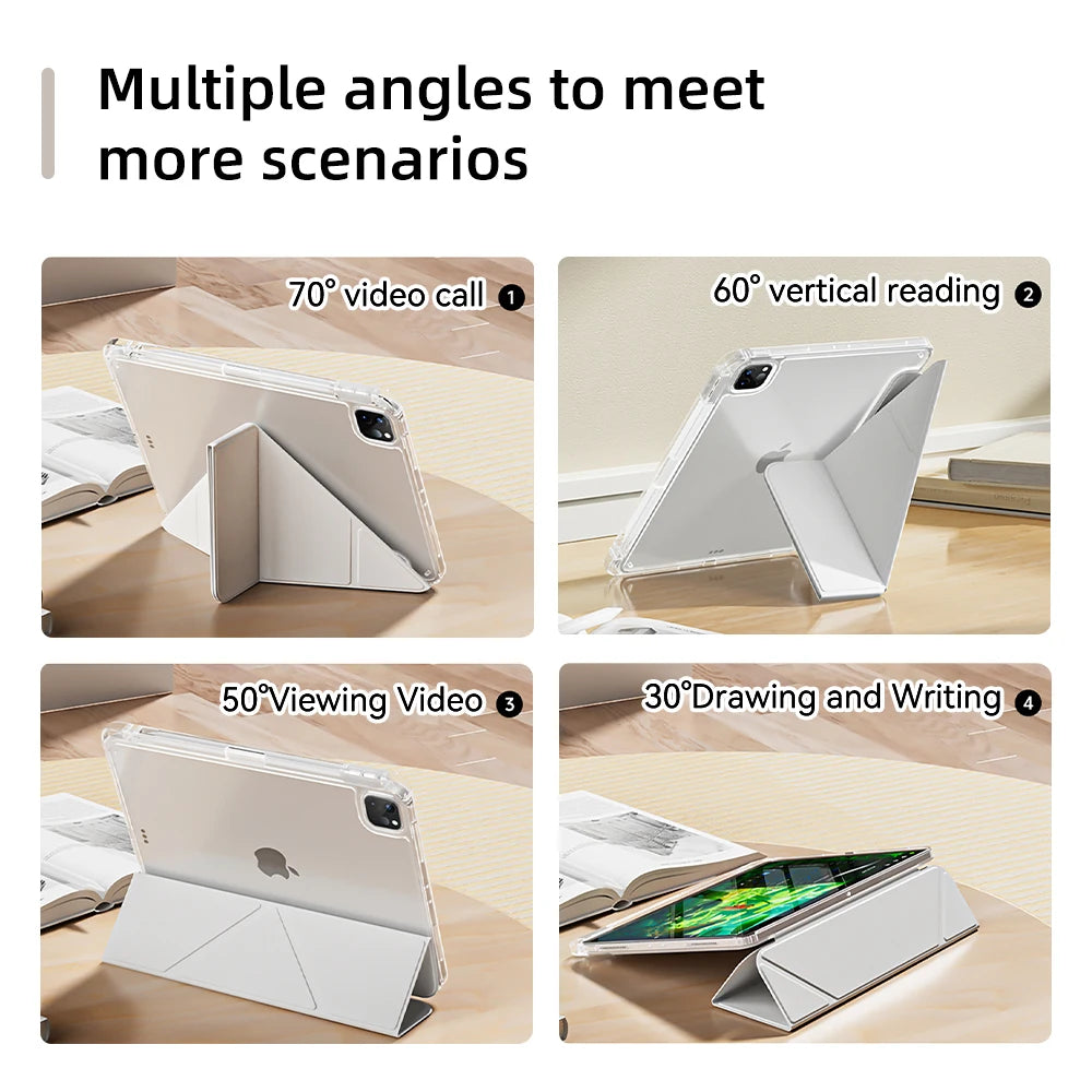 Smart iPad Case with Pen Holder — Air 5/6, Pro 11"/12.9"/13", Mini 6/7, iPad 5th–11th Gen