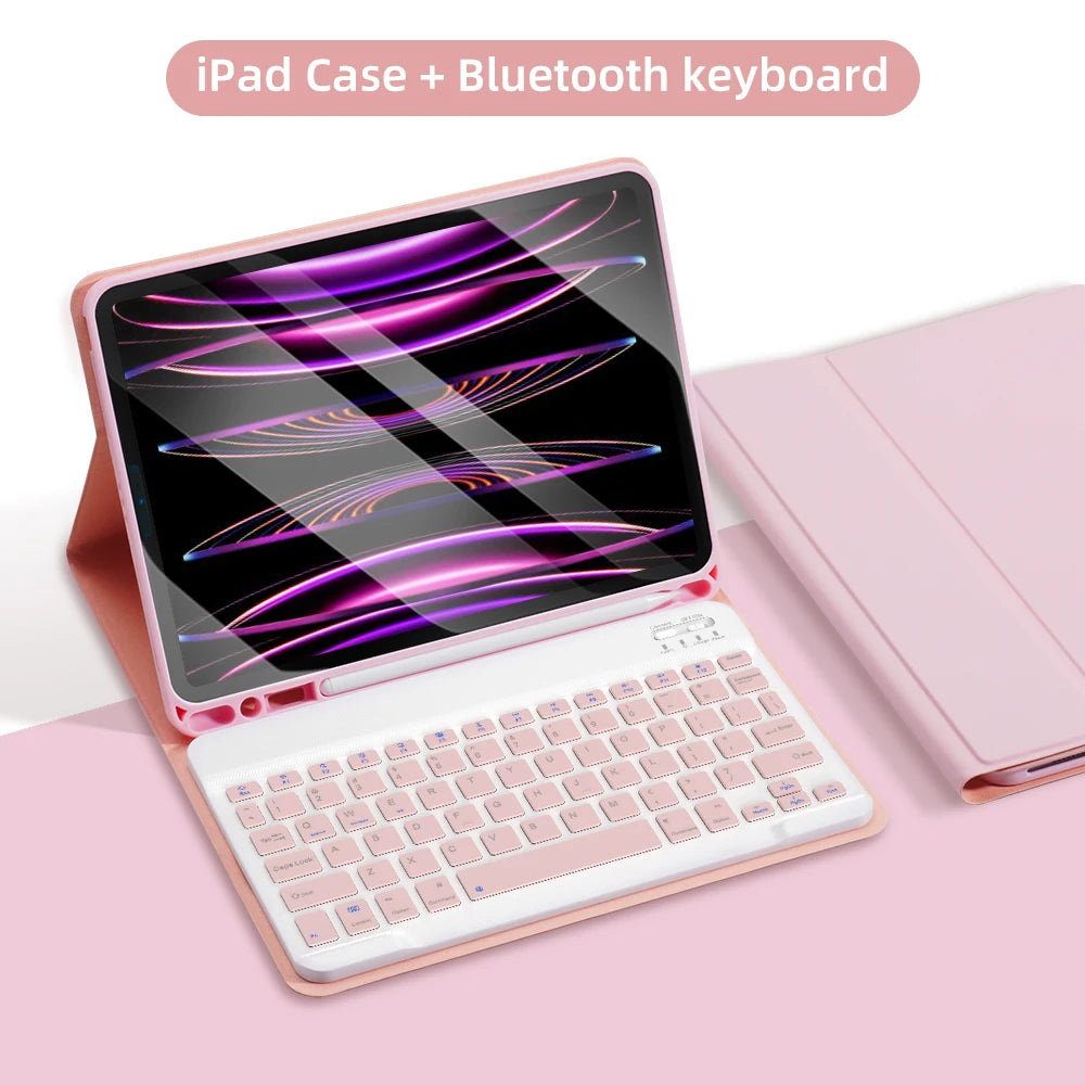 Bluetooth Keyboard Case for iPad 2025 — Air 11"/13" M2/M3, Pro 11"/13" M4, 9th–11th Gen