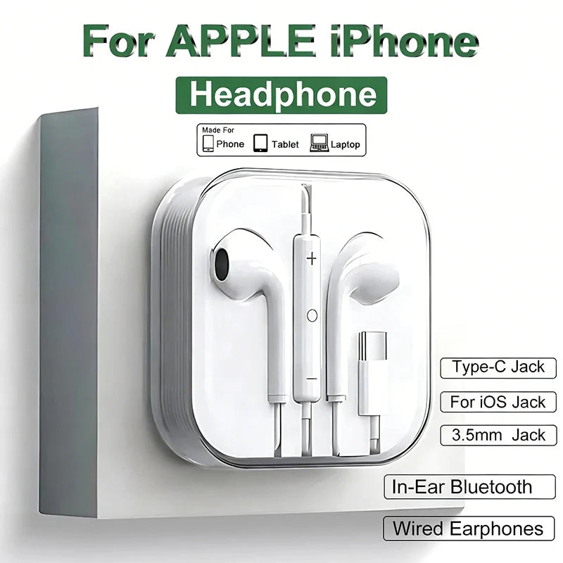 Wired Earbuds Headset — USB-C & 3.5mm Universal In-Ear with Microphone for Android & iPhone