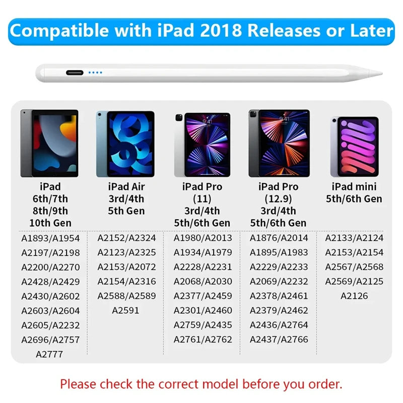 قلم لمس لآيباد برفض راحة اليد وشحن مغناطيسي — Apple Pencil بديل