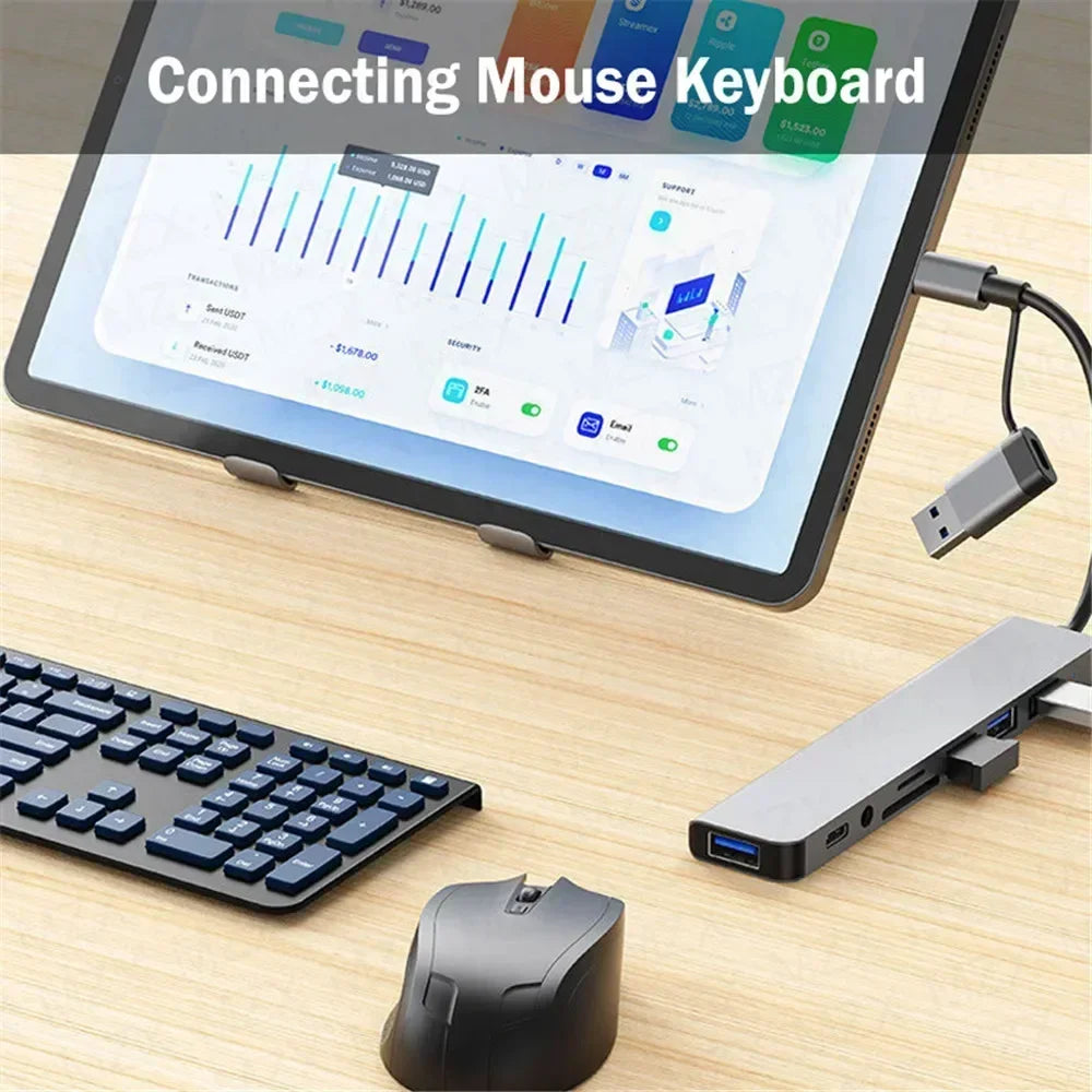 8-in-1 USB-C Hub — USB 3.0, USB-C Data, SD/TF Card, Audio for Laptop & Tablet