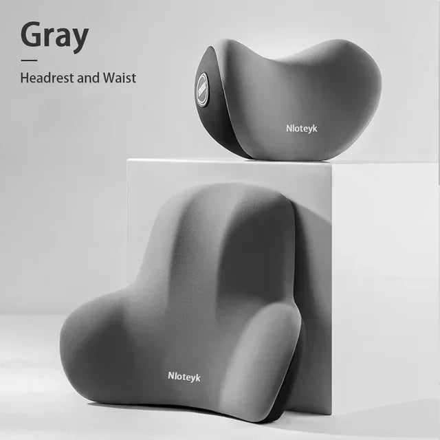 Memory Foam Car Headrest & Lumbar Support Set — Ergonomic Neck & Back Cushion for All Car Seats