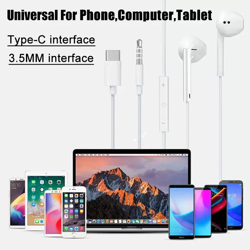 Wired Earbuds with Noise Cancellation — USB-C, 3.5mm & Lightning for Android & iPhone