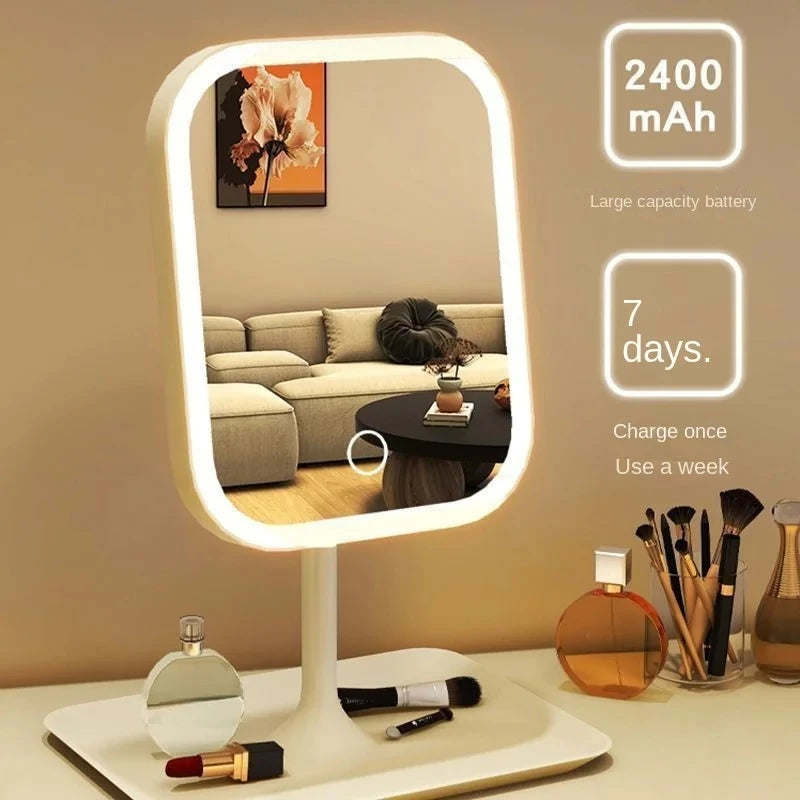 LED Vanity Mirror with Touch Control — Rechargeable Lighted Makeup Mirror with 3 Light Modes