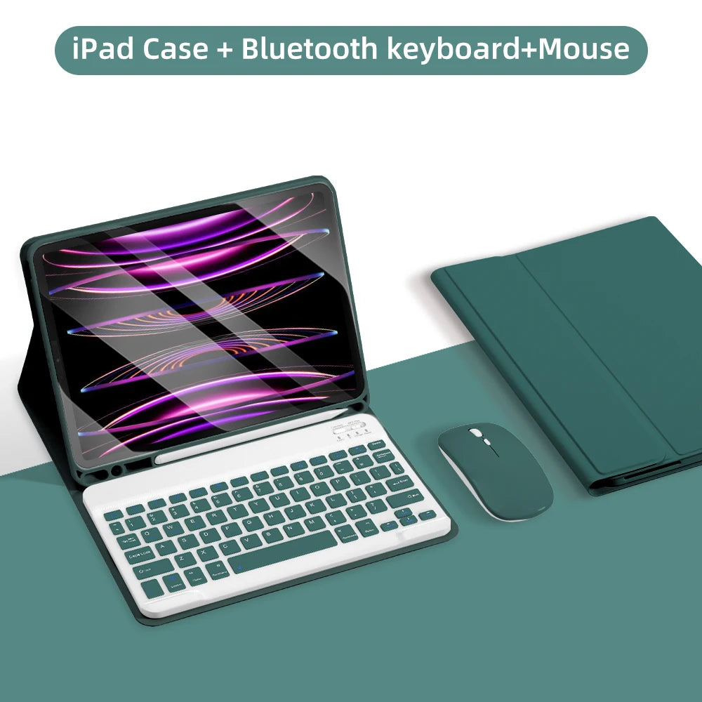 Bluetooth Keyboard Case for iPad 2025 — Air 11"/13" M2/M3, Pro 11"/13" M4, 9th–11th Gen