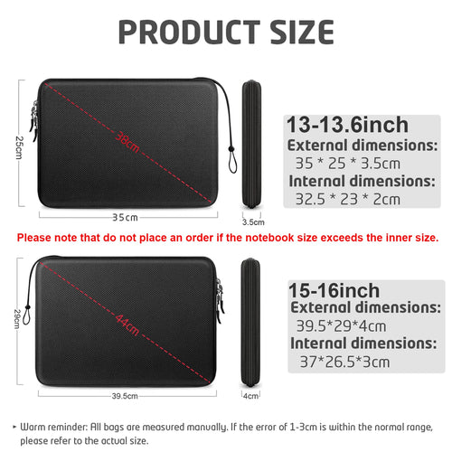Hard EVA Laptop Sleeve Case — 13" / 15.6" / 16" Shockproof Carrying Bag