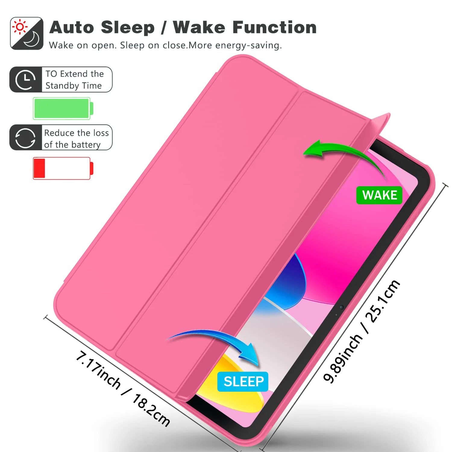 Magnetic Trifold Case for iPad A16 11th Gen 2025 & iPad 10th Gen 2022 — Slim Stand Cover