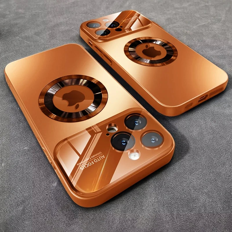 Luxury Glass Camera MagSafe Case for iPhone 11–17 Series — Shockproof Back Cover