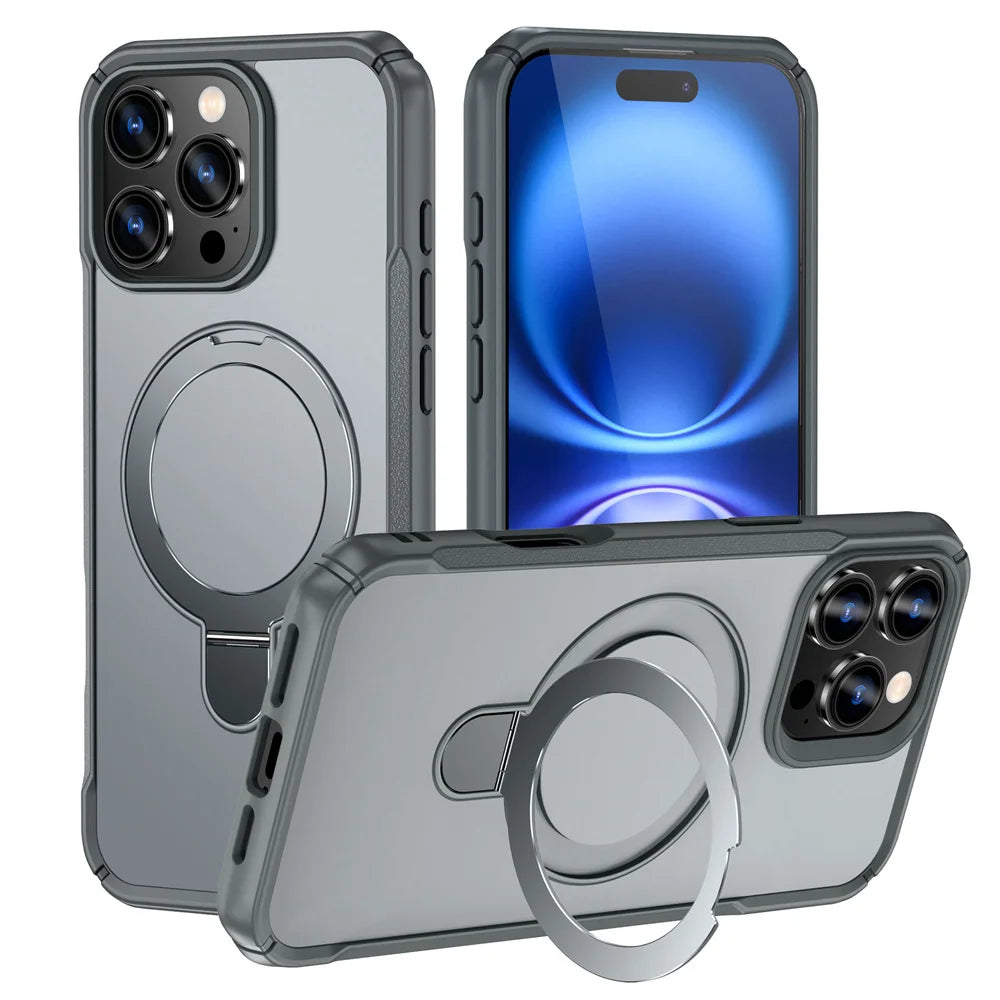 Magnetic Foldable Stand MagSafe Case for iPhone 13–17 Series & iPhone Air — Anti-Slip Bumper