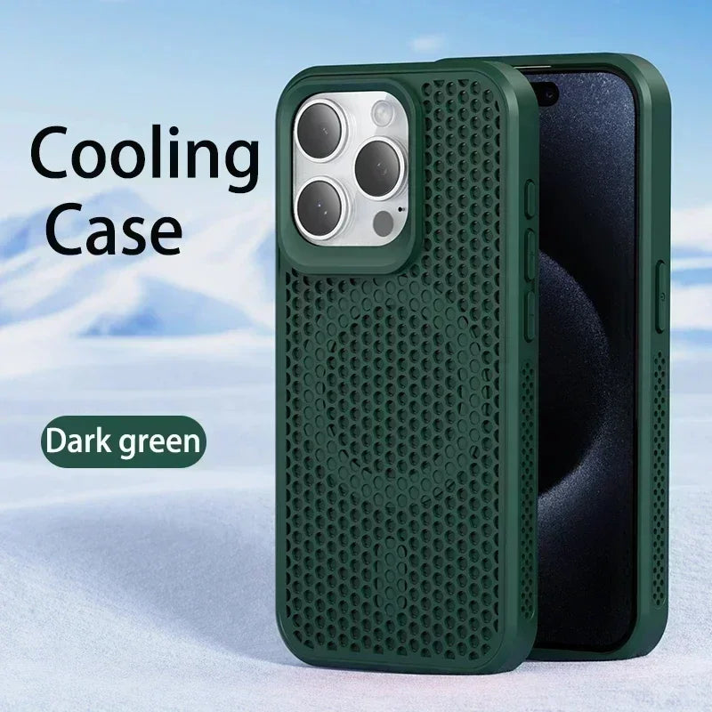 Cooling Heat Dissipation MagSafe Case for iPhone 15 & 17 Series — Magnetic Thermal Protection Cover