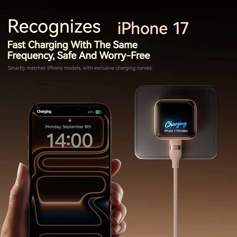 Anker 45W Nano Smart Type C Charger Fast Charging Foldable Plug Compact Screen Display for iPhone 17ProMax 16 Pro USB C Charger