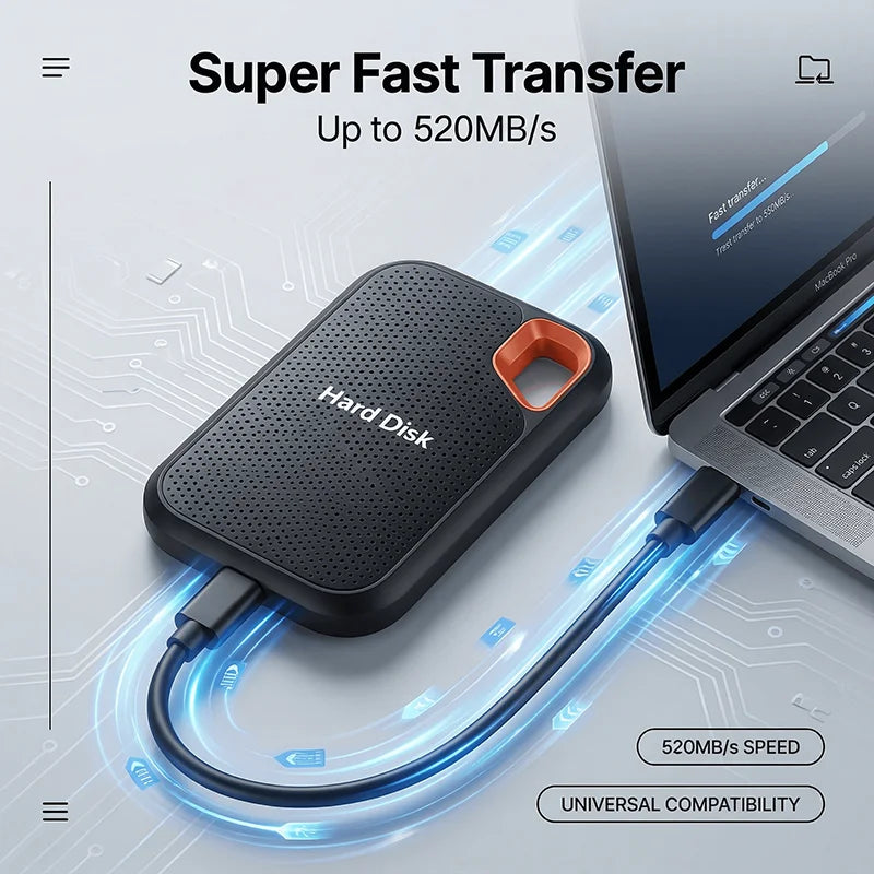 Portable External SSD Storage Drive — USB 3.1 for Laptop/PC/Phone