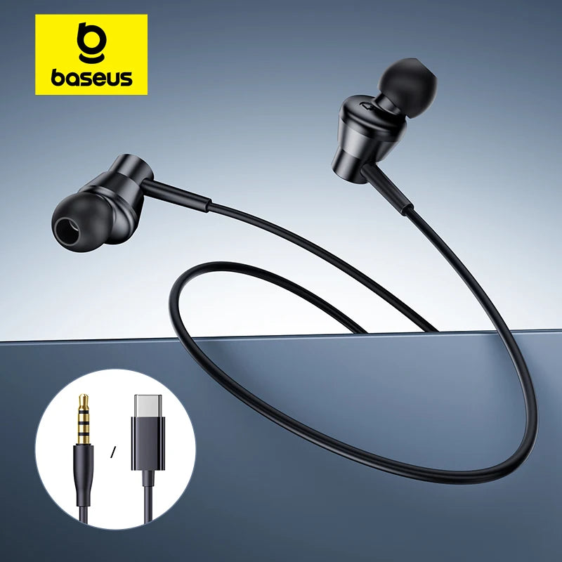 Baseus Encok Wired Earphones — USB-C & 3.5mm In-Ear Headset with Mic (CZ11 / HZ11)
