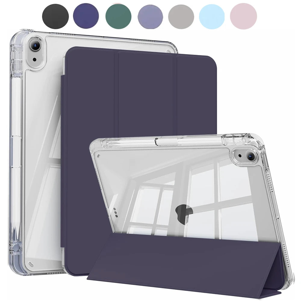 Matte Clear Acrylic iPad Case — iPad 5th–11th Gen, Air 1–7, Mini 6/7 — Auto Wake/Sleep