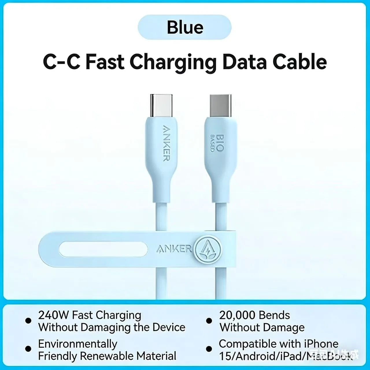 ANKER USB C To USB C 5A Data Cable 240W PD Environmentally Friendly Fast Charging CableCharging Cable for IPhone16  MacBook IPad
