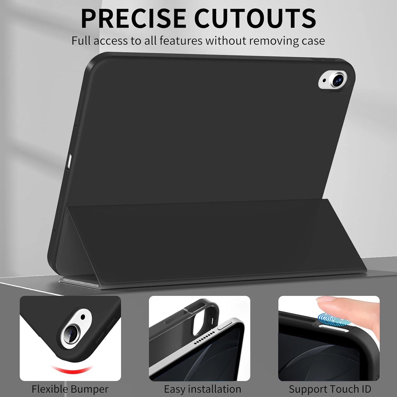 Smart iPad Case — iPad 5th–10th Gen, Air 4/5/6/7, Pro 11" — Trifold Stand & TPU