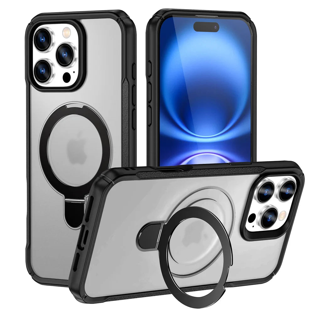 Magnetic Foldable Stand MagSafe Case for iPhone 13–17 Series & iPhone Air — Anti-Slip Bumper