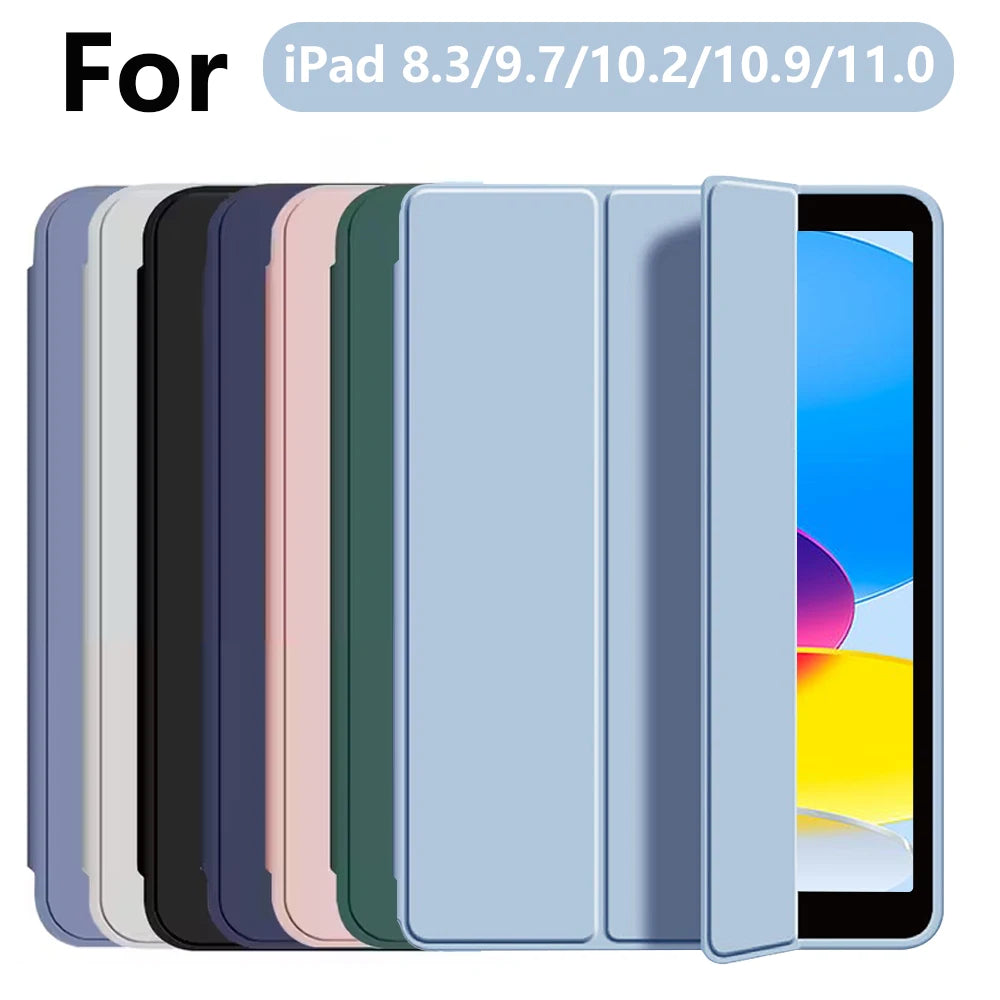 Smart iPad Case — iPad 5th–10th Gen, Air 4/5/6/7, Pro 11" — Trifold Stand & TPU
