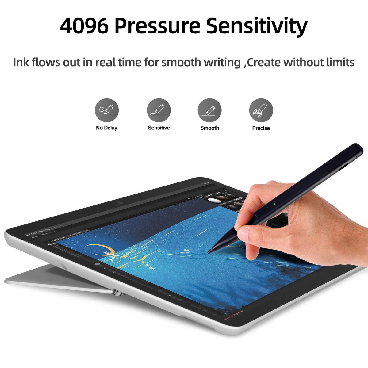 Slim Pen 2 Stylus for Surface Pro 8/9 — 4096 Pressure, Palm Rejection