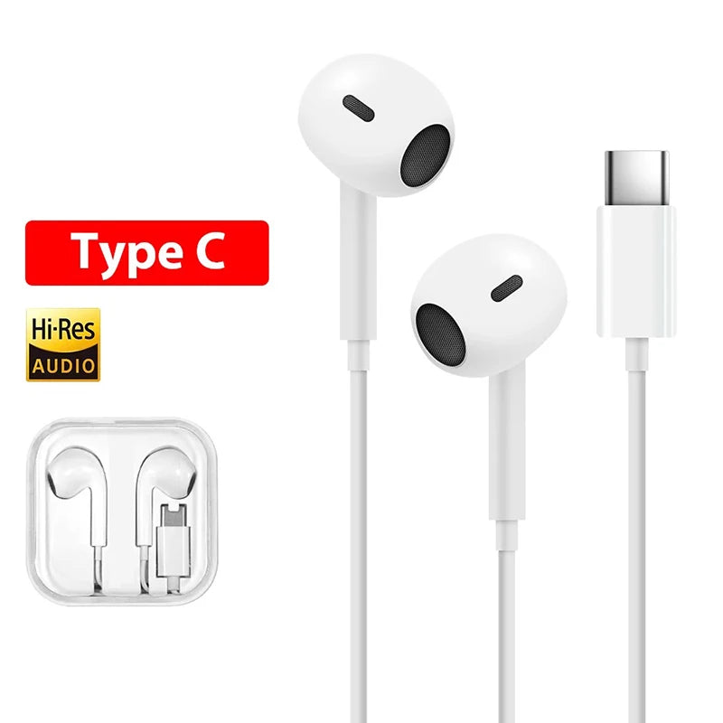 Wired Earbuds Headset — USB-C & 3.5mm Universal In-Ear with Microphone for Android & iPhone