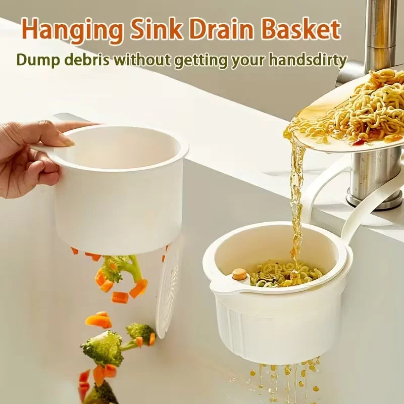 Press-Type Stainless Steel Sink Drain Basket — Pop-Up Kitchen Strainer & Hair Catcher