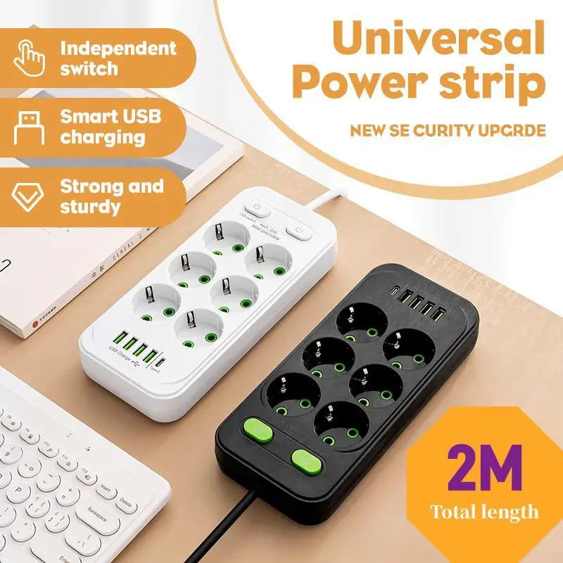 Multi-Socket Power Strip with USB-C Fast Charging (2M Cord)