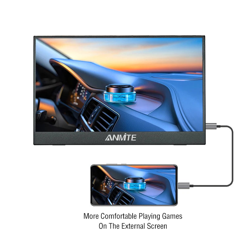 شاشة محمولة Anmite 14 بوصة لمس HDR 1080p — للابتوب والألعاب