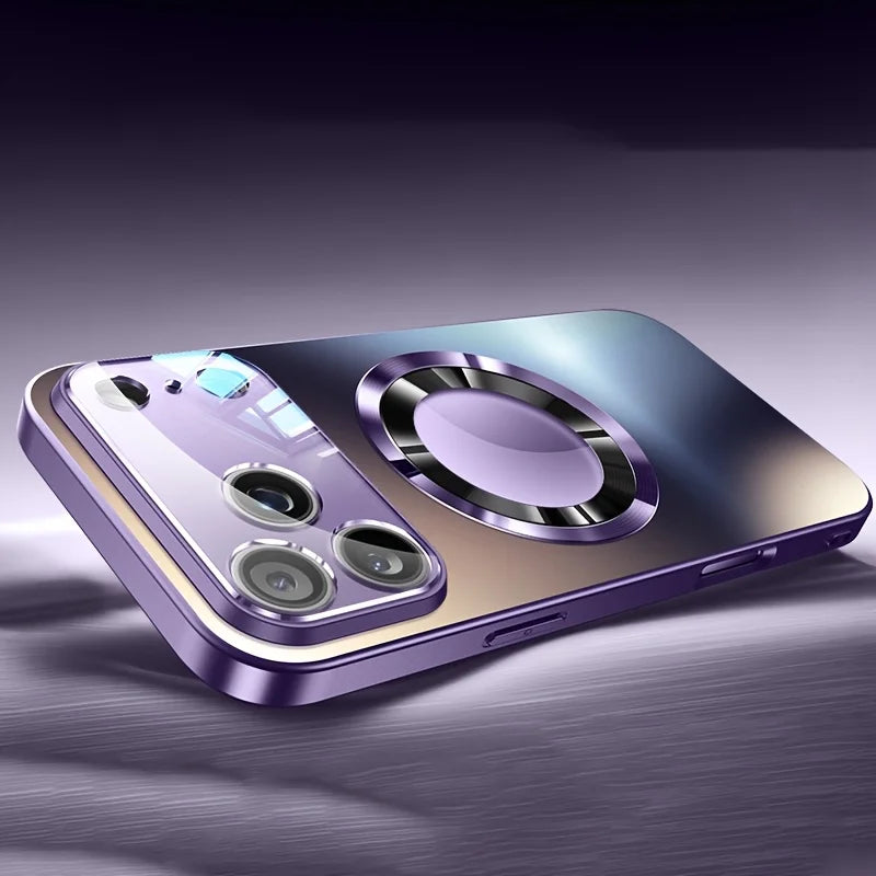 Luxury Glass Camera MagSafe Case for iPhone 11–17 Series — Shockproof Back Cover