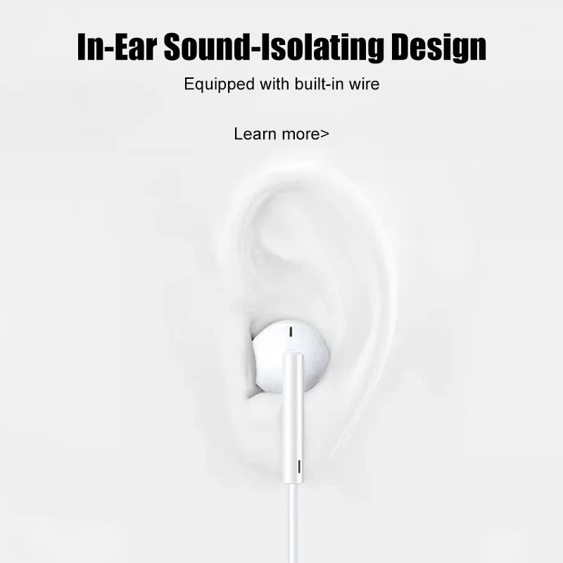 Wired Earbuds with Noise Cancellation — USB-C, 3.5mm & Lightning for Android & iPhone