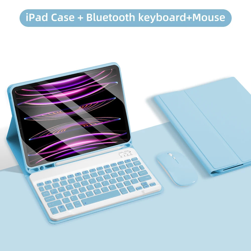 Bluetooth Keyboard Case for iPad 2025 — Air 11"/13" M2/M3, Pro 11"/13" M4, 9th–11th Gen