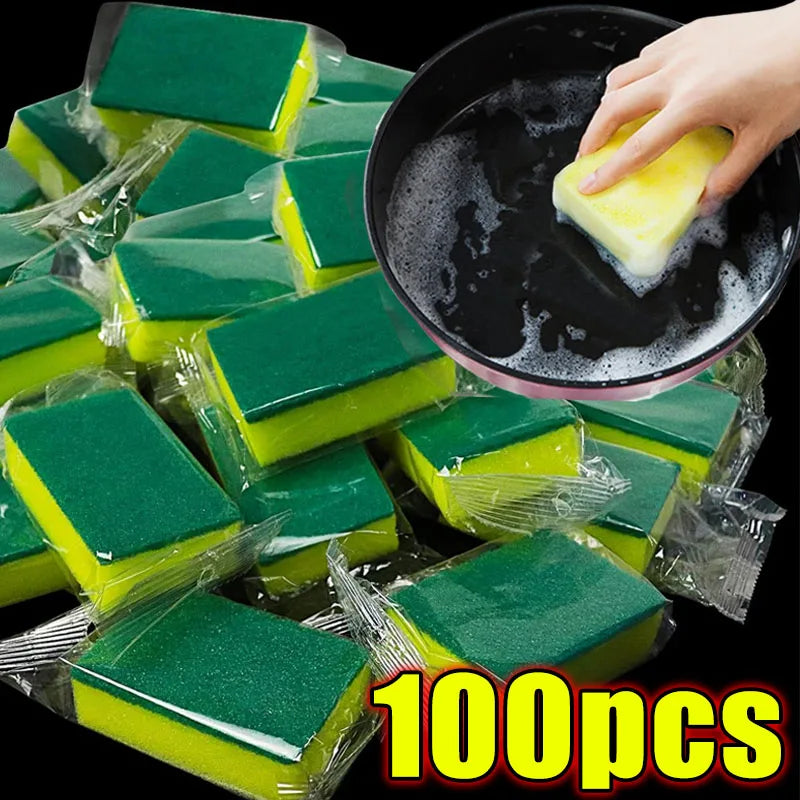 Kitchen Dishwashing Scouring Sponge Pack — Heavy-Duty Scrub Pads for Pots, Pans & Dishes