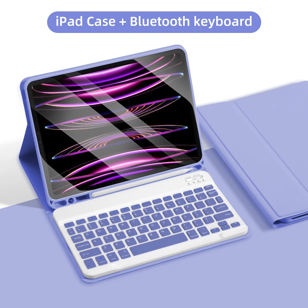 Bluetooth Keyboard Case for iPad 2025 — Air 11"/13" M2/M3, Pro 11"/13" M4, 9th–11th Gen