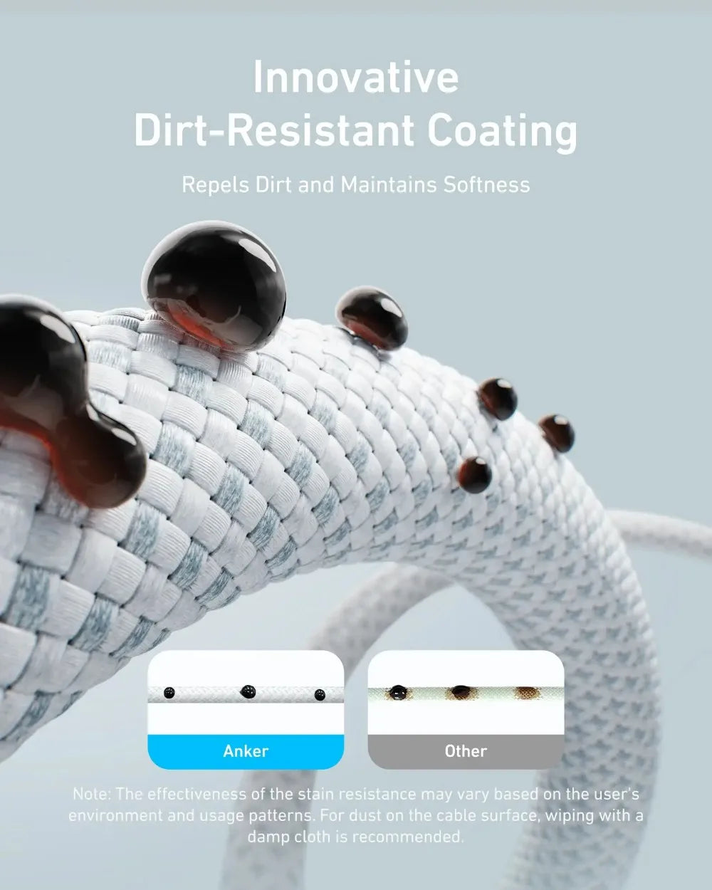 Anker Zolo USB-C to USB-C Braided Cable Dirt Resistant Fast Charging Cord Slim Connector For iPhone 16 Series MacBook