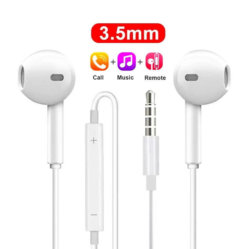 Wired Earbuds with Noise Cancellation — USB-C, 3.5mm & Lightning for Android & iPhone