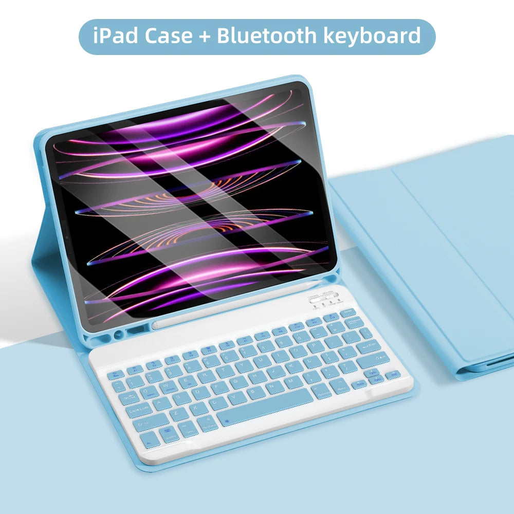 Bluetooth Keyboard Case for iPad 2025 — Air 11"/13" M2/M3, Pro 11"/13" M4, 9th–11th Gen