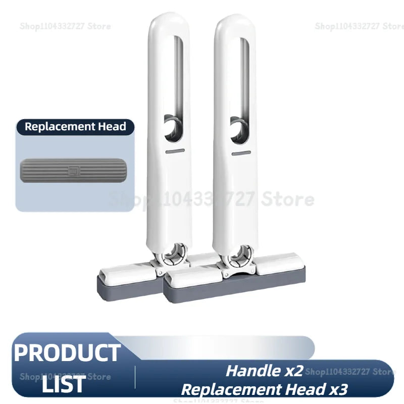 Self-Squeeze Folding Mini Mop — Portable Microfiber Floor Mop for Kitchen, Bathroom & Small Spaces