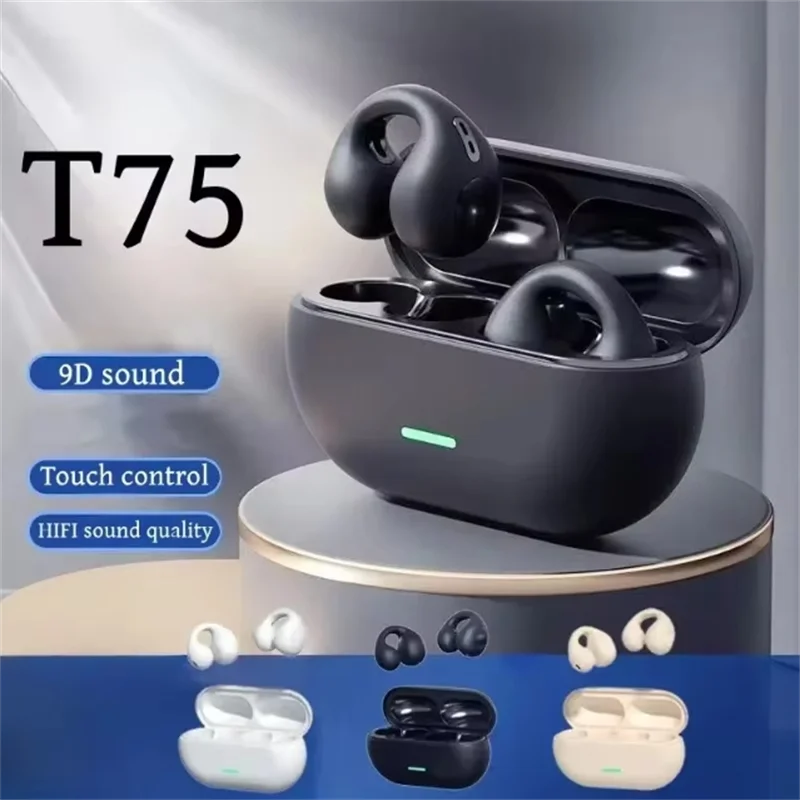 T75 TWS Touch Control Wireless Earbuds — Bluetooth 5.3 Stereo with Charging Case